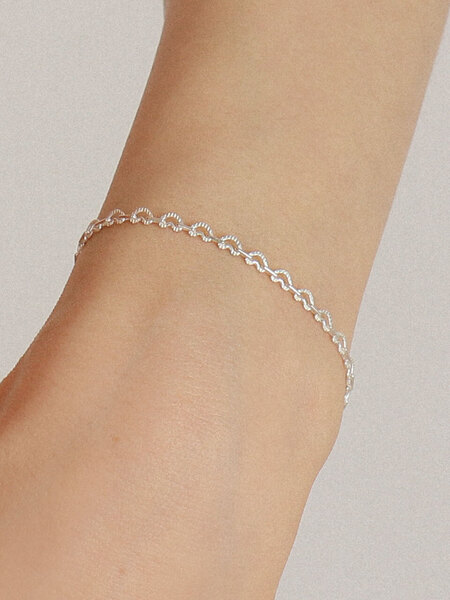 [유니제이] Lovely Heart Link Chain Silver Bracelet Ib153 [Silver]