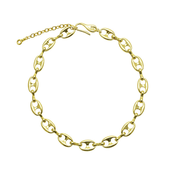 [로울] Gold big pignose chain necklace