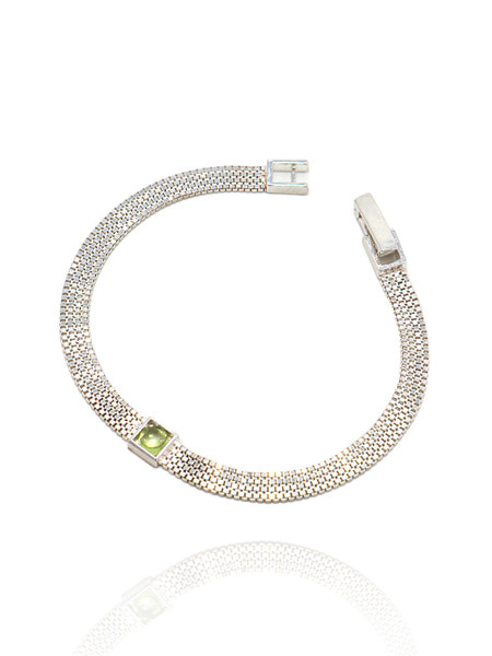 [유니제이] Peridot Tension Chain Silver Bracelet Ib227 [Silver]
