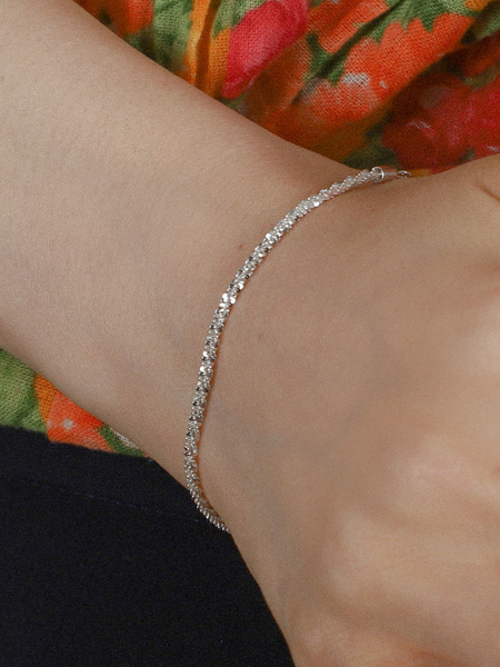 [유니제이] Shiny Sparkling Silver Bracelet Ib161 [Silver]