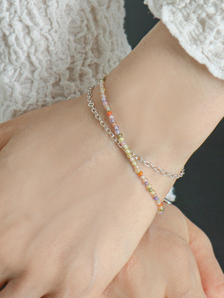 [유니제이] Wrapping Rainbow zircon Silver Bracelet Ib234 [Silver]