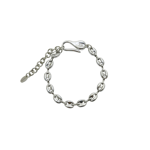 [로울] Silver small pignose chain bracelet