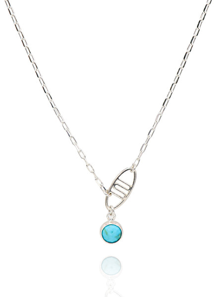 [유니제이] Turquoise Point Logo Silver Necklace In361 [Silver]