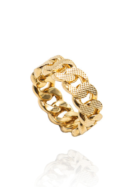 [유니제이] Special bold Curve Chain Ring Ir202 [Gold]
