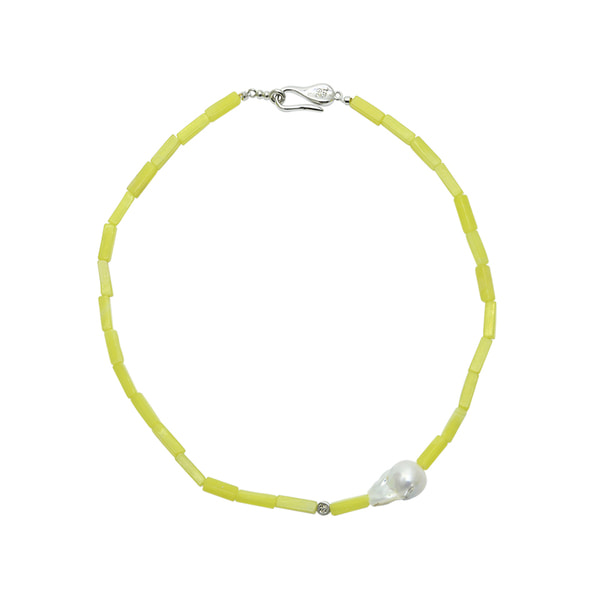 [로울] Lemon big pearl necklace