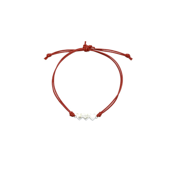 [로울] Triple heart red bracelet