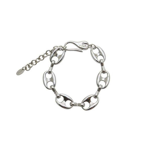 [로울] Silver big pignose chain bracelet