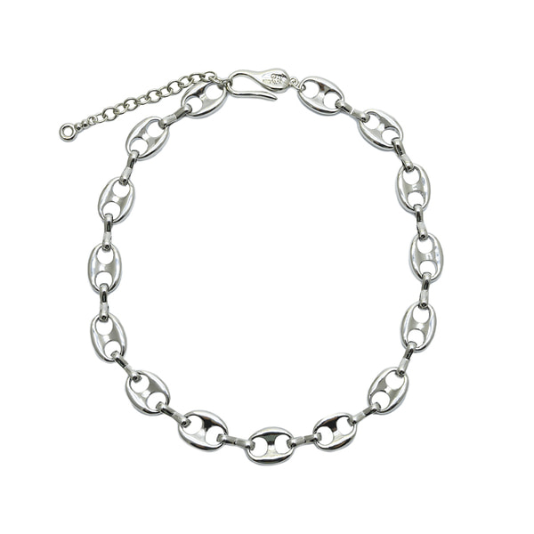 [로울] Silver big pignose chain necklace