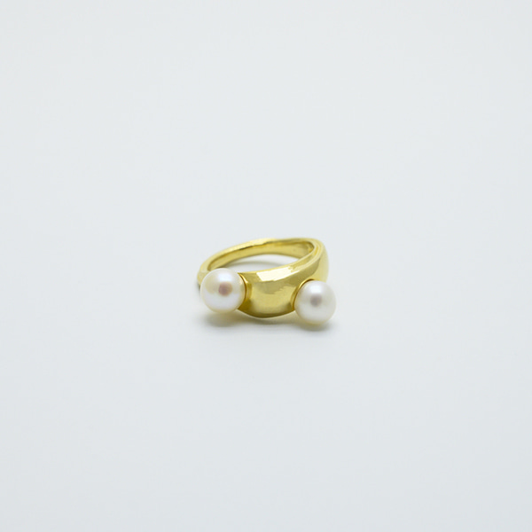 [로울] Gold double pearl ring